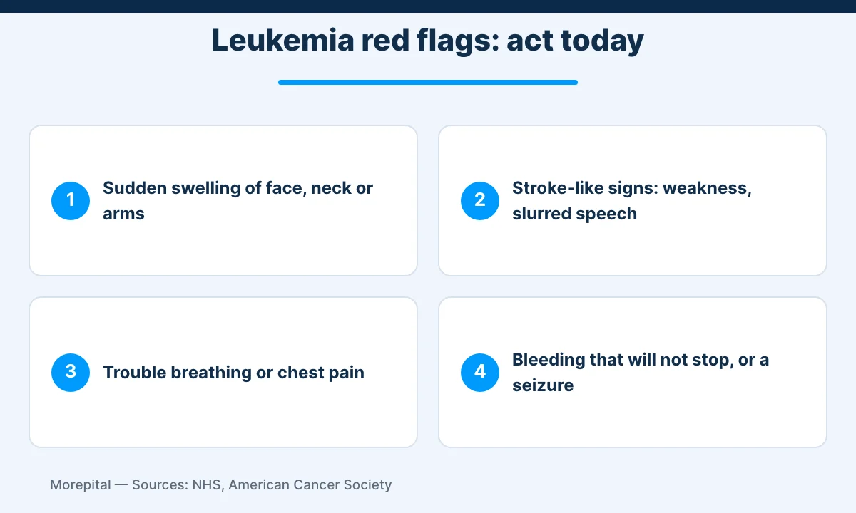 Infographic of emergency leukemia symptoms that need same-day care